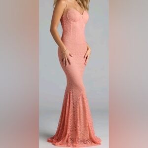 Windsor Coral Lace Maxi Dress